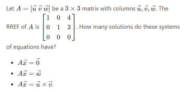 Solved Let A = [ū v w] be a 3 x 3 matrix with columns ū, v, | Chegg.com