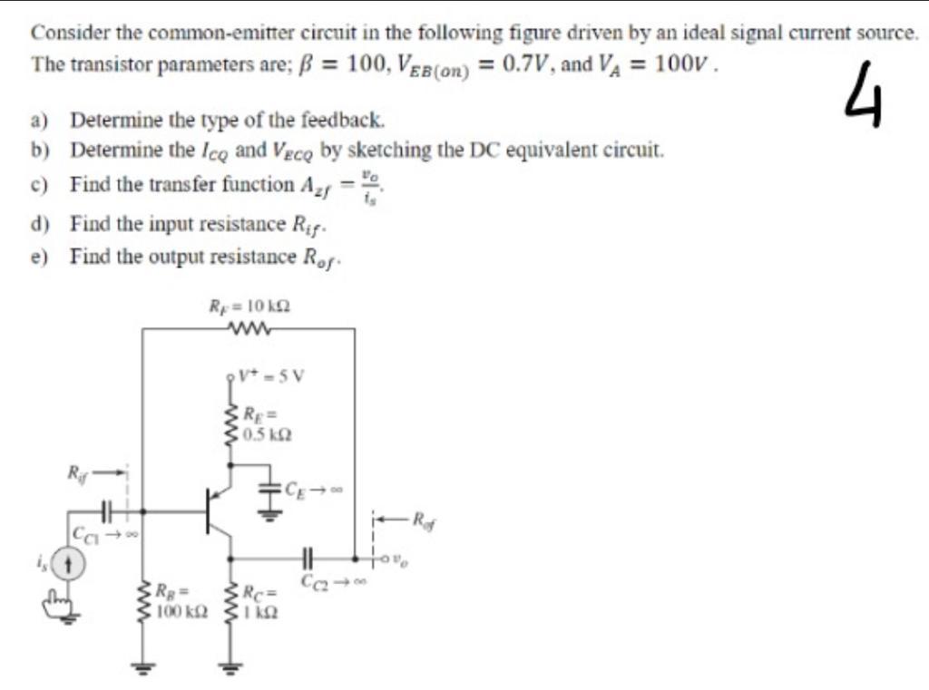 Solved Consider the common-emitter circuit in the following | Chegg.com