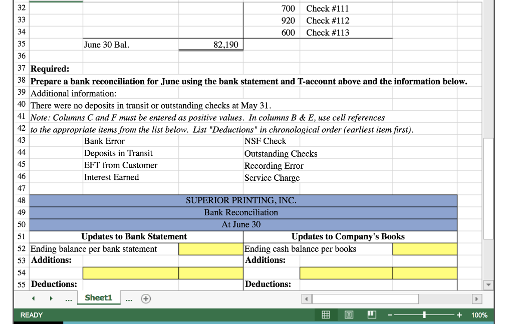 Solved Superior Printing, Inc. has provided you with its