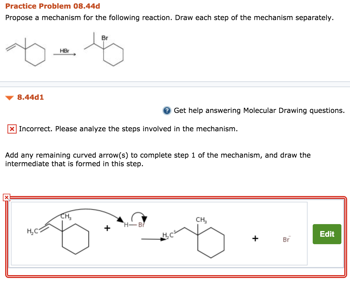 Solved Practice Problem 08.44d Propose A Mechanism For The | Chegg.com