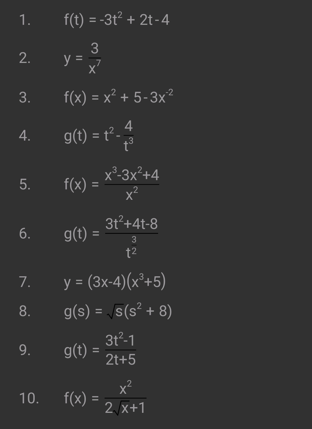 Solved Find The Derivative Of The Following. Show Your | Chegg.com