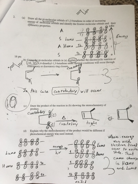 Solved miversity 2. (a)Draw all the pi-molecular orbitals of | Chegg.com