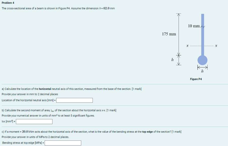 Solved Problem 4 The Cross-sectional Area Of A Beam Is Shown | Chegg.com