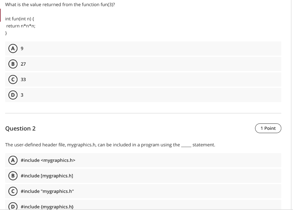 Solved What is the value returned from the function fun(3)? | Chegg.com