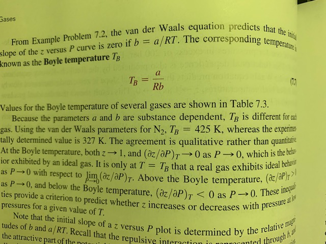 Solved The Boyle Temperature TB Is An Important Parameter | Chegg.com