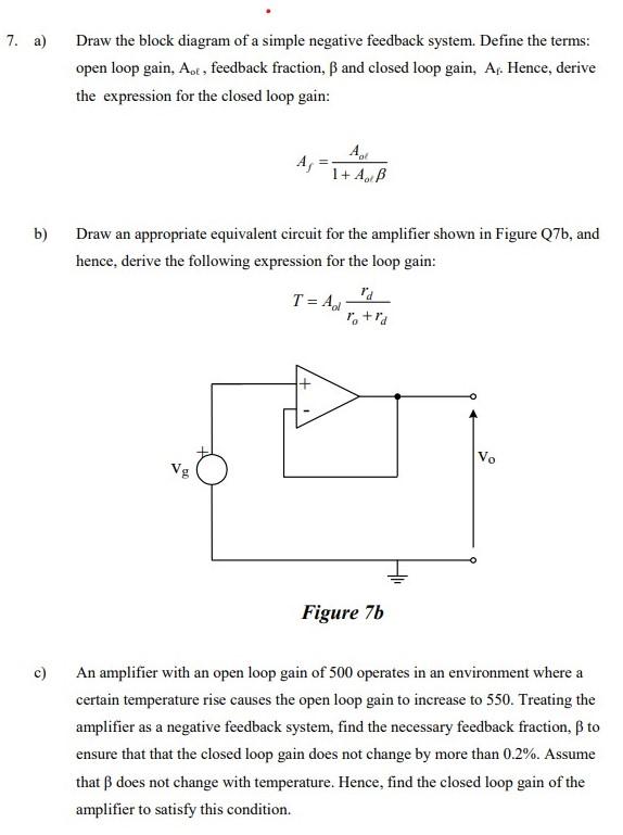 Solved Draw the block diagram of a simple negative feedback | Chegg.com