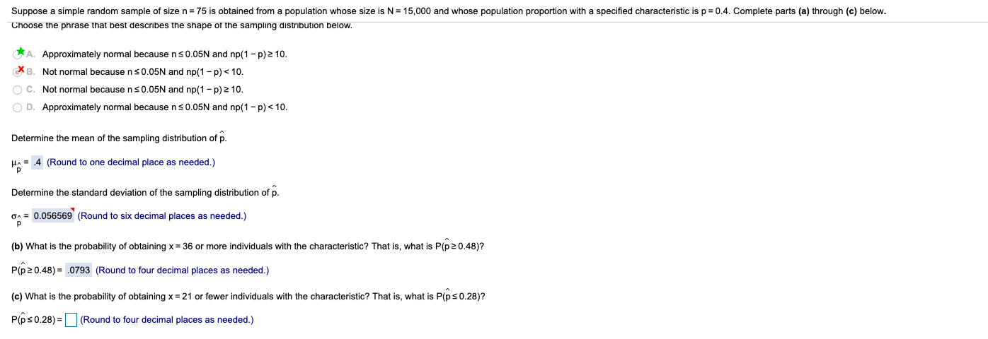 Solved Suppose a simple random sample of size n= 75 is | Chegg.com