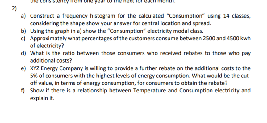 Solved Data File: Part1.xlsx The Electric Bill Dataset | Chegg.com