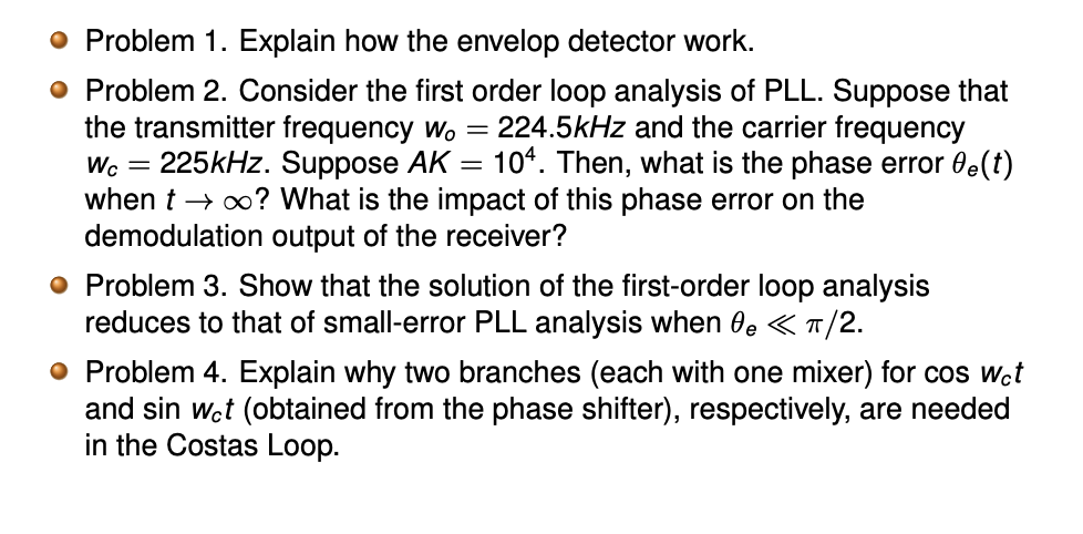 Solved Problem 1. Explain how the envelop detector work. | Chegg.com