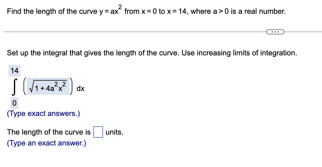 Solved Find the length of the curve y ax from x 0 to x