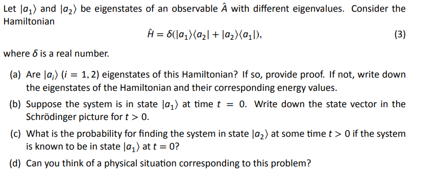 Solved Let la₁) and la₂) be eigenstates of an observable Â | Chegg.com