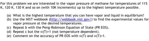 Solved For This Problem We Are Interested In The Vapor | Chegg.com