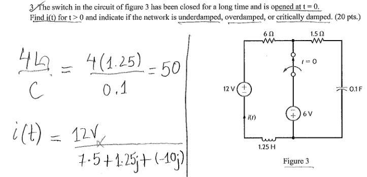 Solved 3 The switch in the circuit of figure 3 has been | Chegg.com