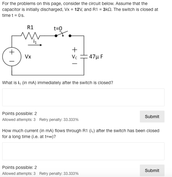 Solved For the problems on this page, consider the circuit | Chegg.com