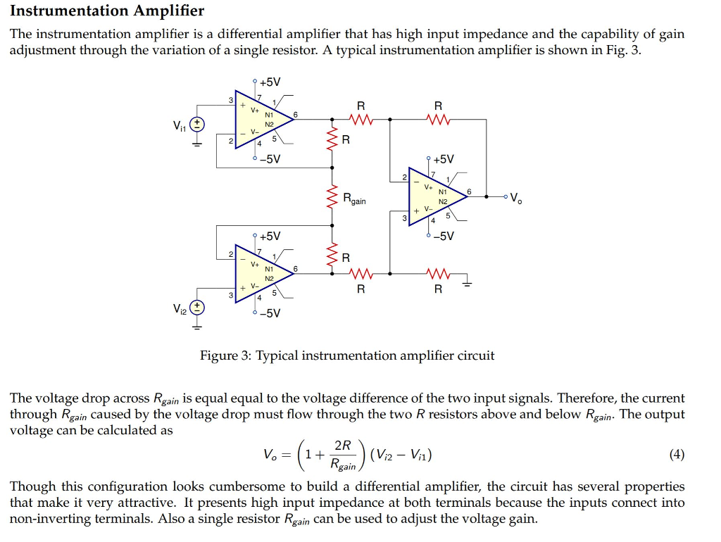 Solved Instrumentation Amplifier The Instrumentation | Chegg.com