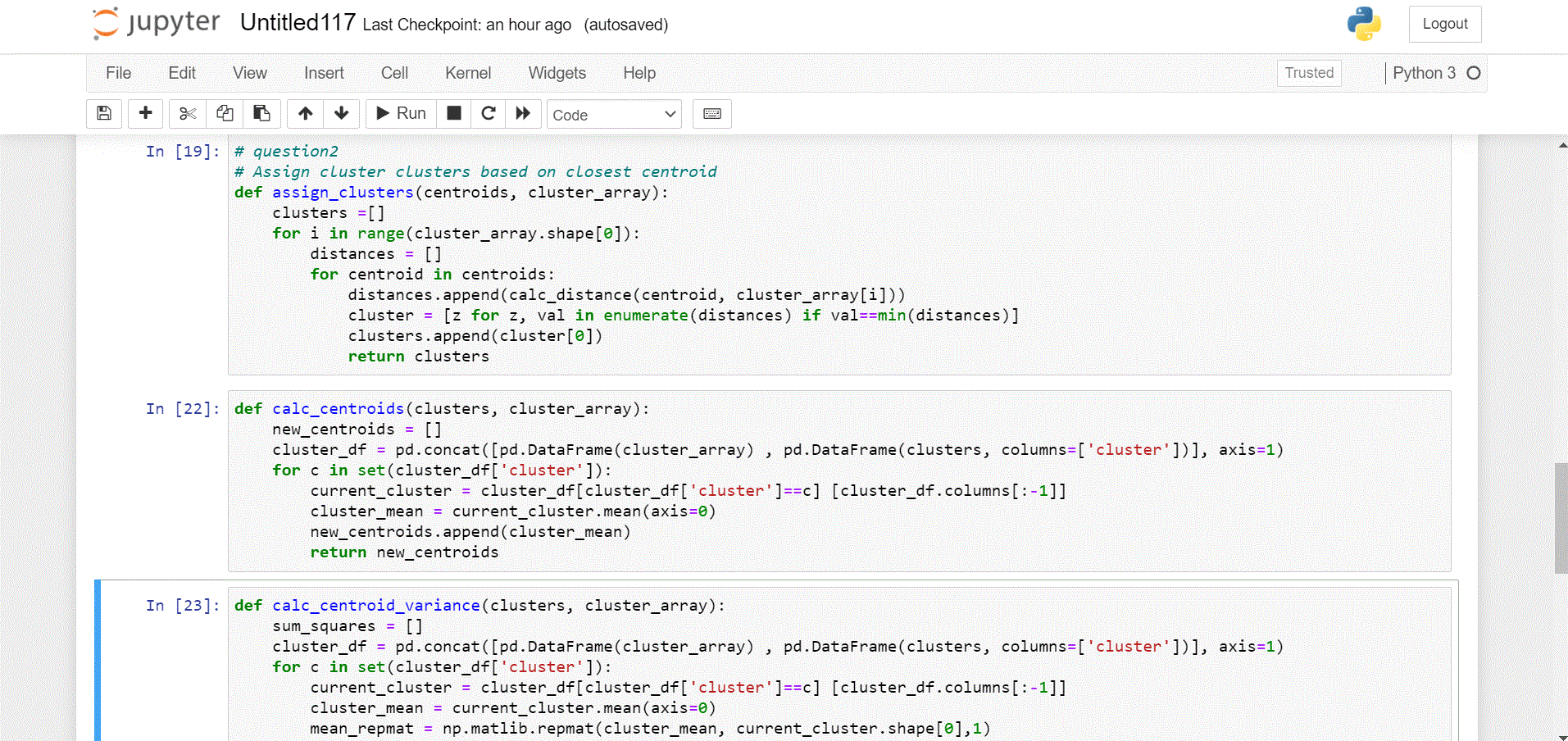 Solved How do I define clusters & initial clusters | Chegg.com