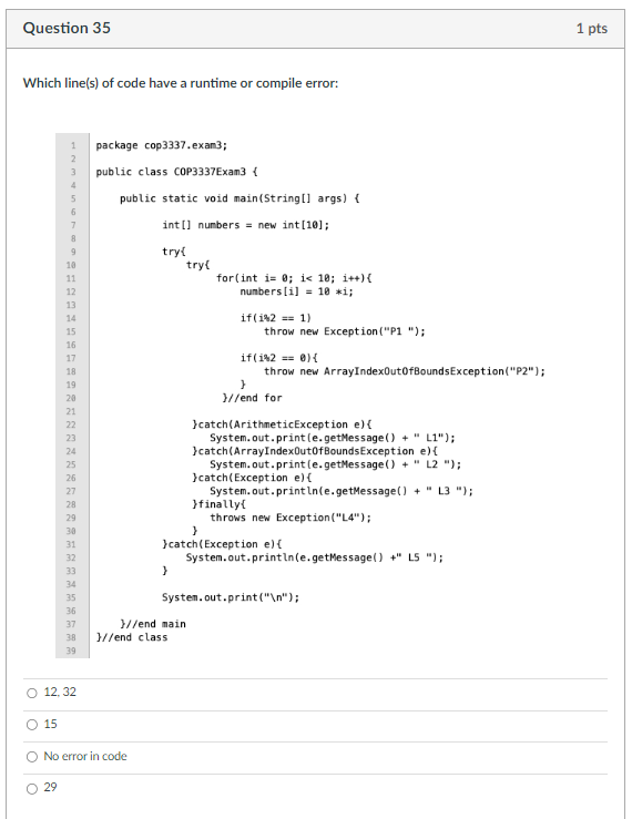 Solved Which line(s) of code have a runtime or compile | Chegg.com