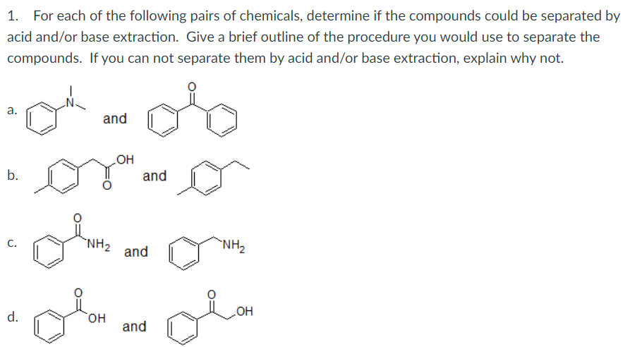 1. For each of the following pairs of chemicals, | Chegg.com