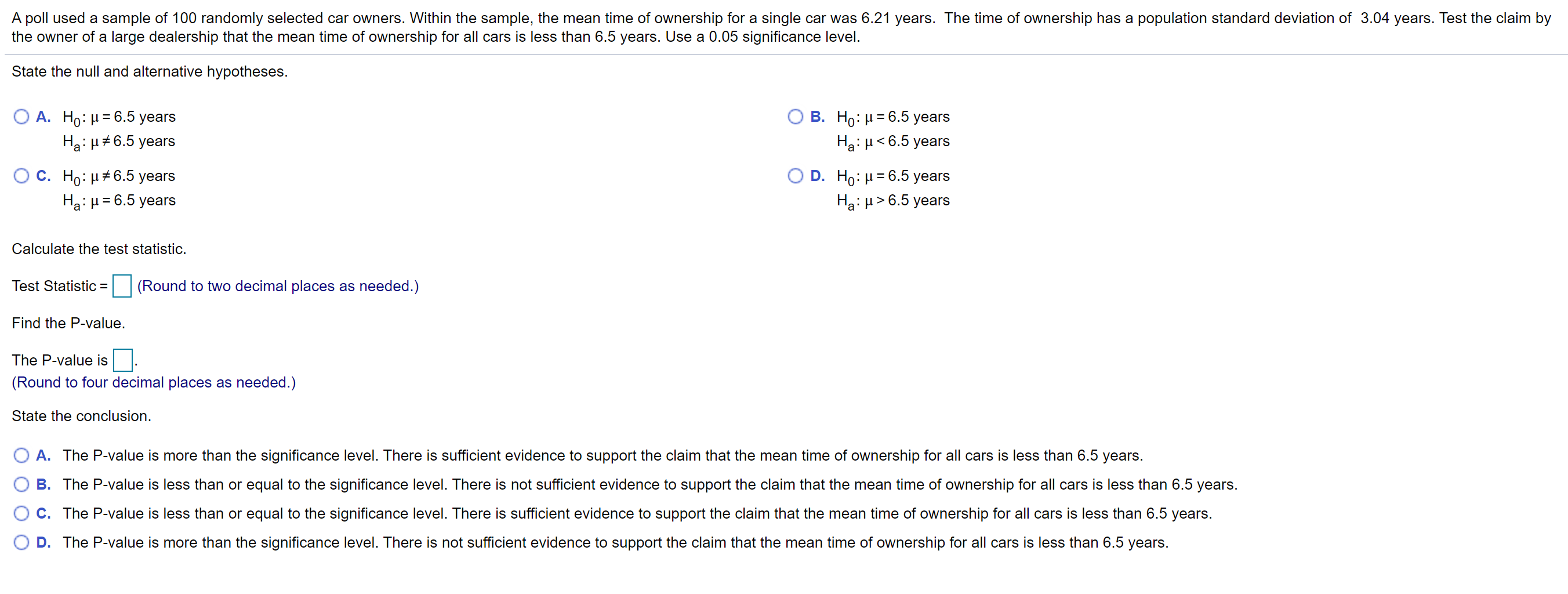 Solved A poll used a sample of 100 randomly selected car