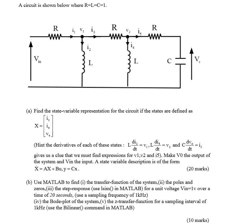 Solved A Circuit Is Shown Below Where R L C 1 R I V In Chegg Com