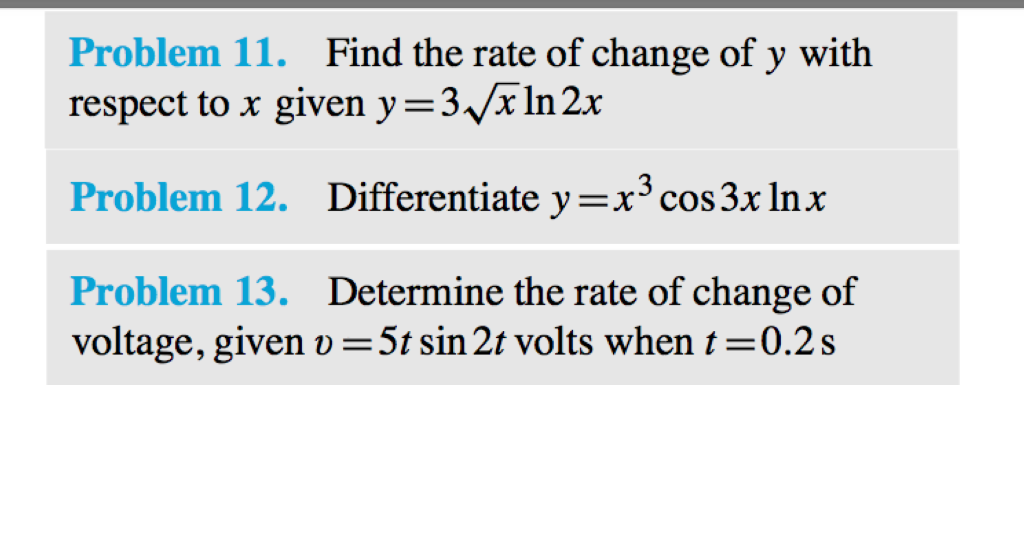 Solved Problem 11. Find the rate of change of y with respect | Chegg.com