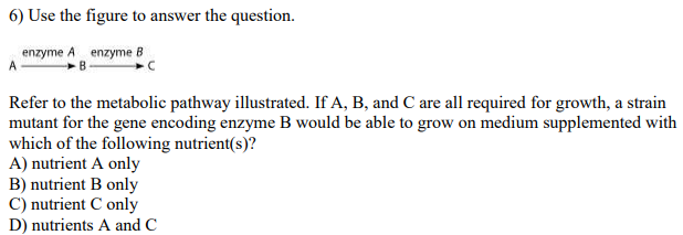 Solved 6) Use the figure to answer the question. A enzymeA | Chegg.com