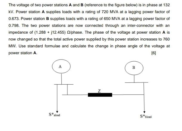 Solved The voltage of two power stations A and B (reference | Chegg.com