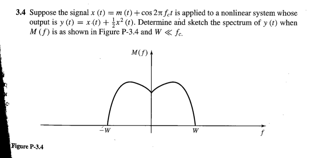 Solved 3.4 Suppose the signal x (t) = m(t) + cos 21 fct is