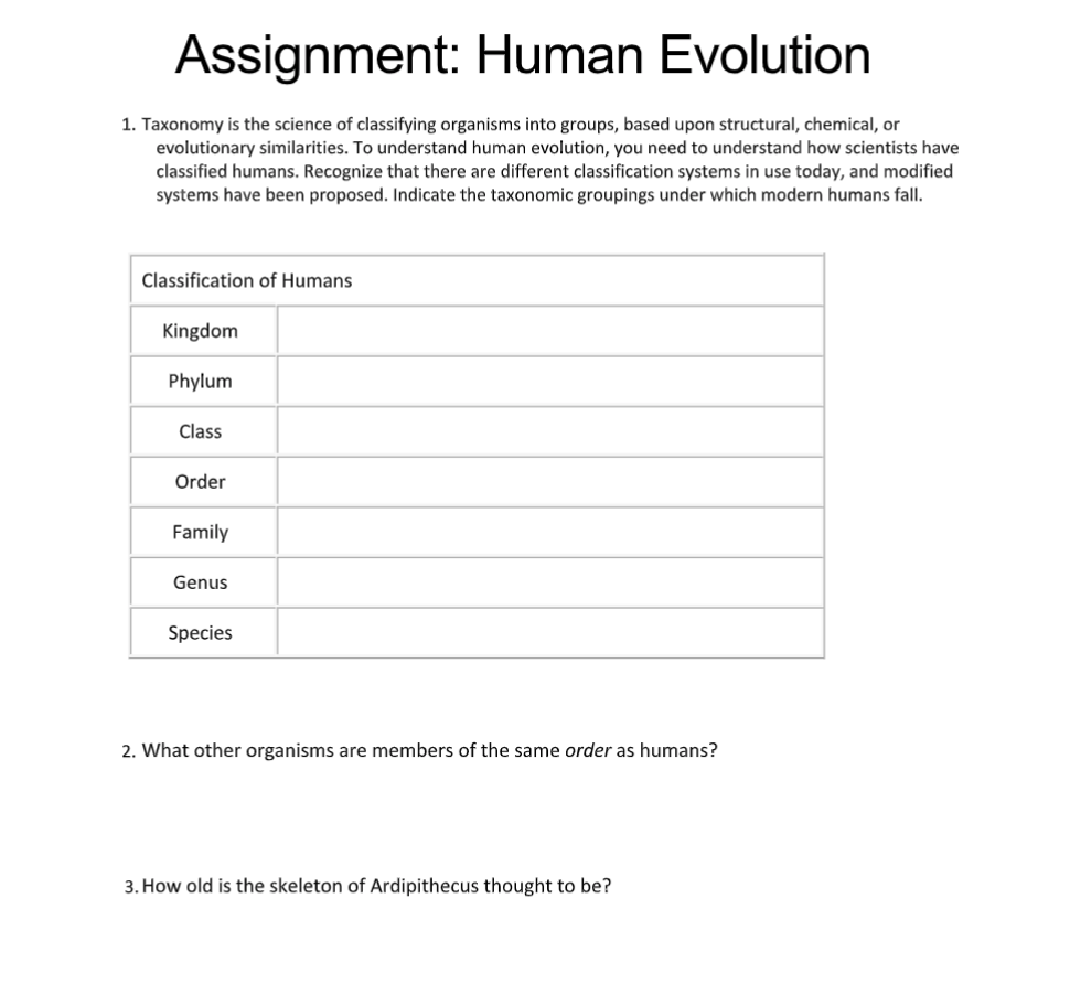 human taxonomy