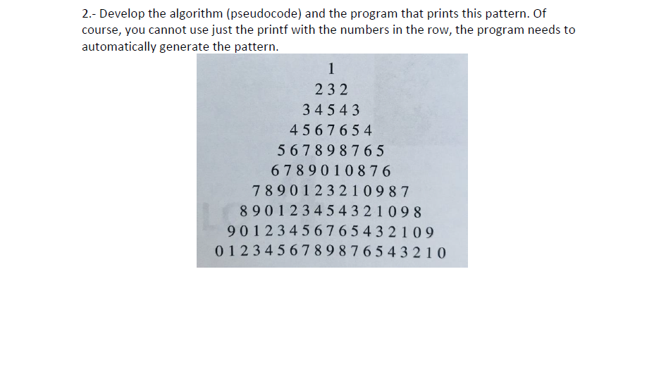 Solved 2.- Develop the algorithm (pseudocode) and the | Chegg.com