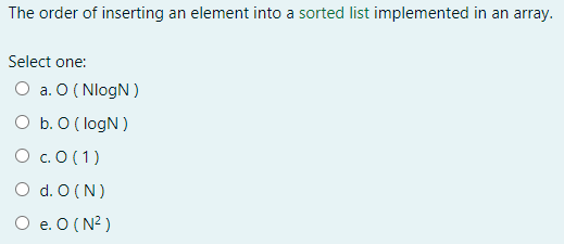 Solved The order of inserting an element into a sorted list | Chegg.com