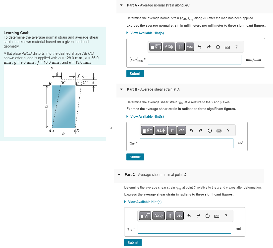 Solved Part A - ﻿Average normal strain along ACDetermine the | Chegg.com