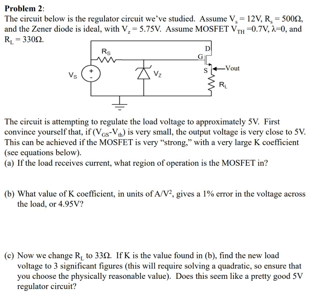 Solved Problem 2 The Circuit Below Is The Regulator Circ Chegg Com