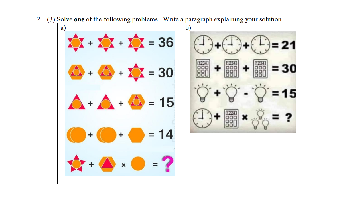 Solved (3) Solve one of the following problems. Write a | Chegg.com