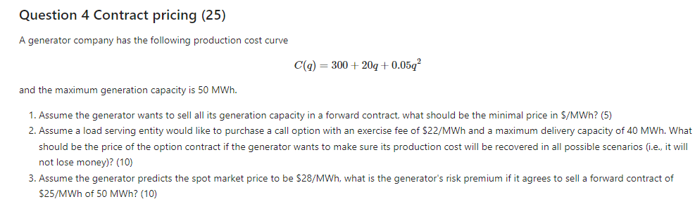 a-generator-company-has-the-following-production-cost-chegg