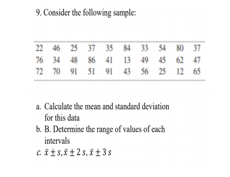 Solved 9. Consider the following sample: 22 46 25 37 35 84 | Chegg.com