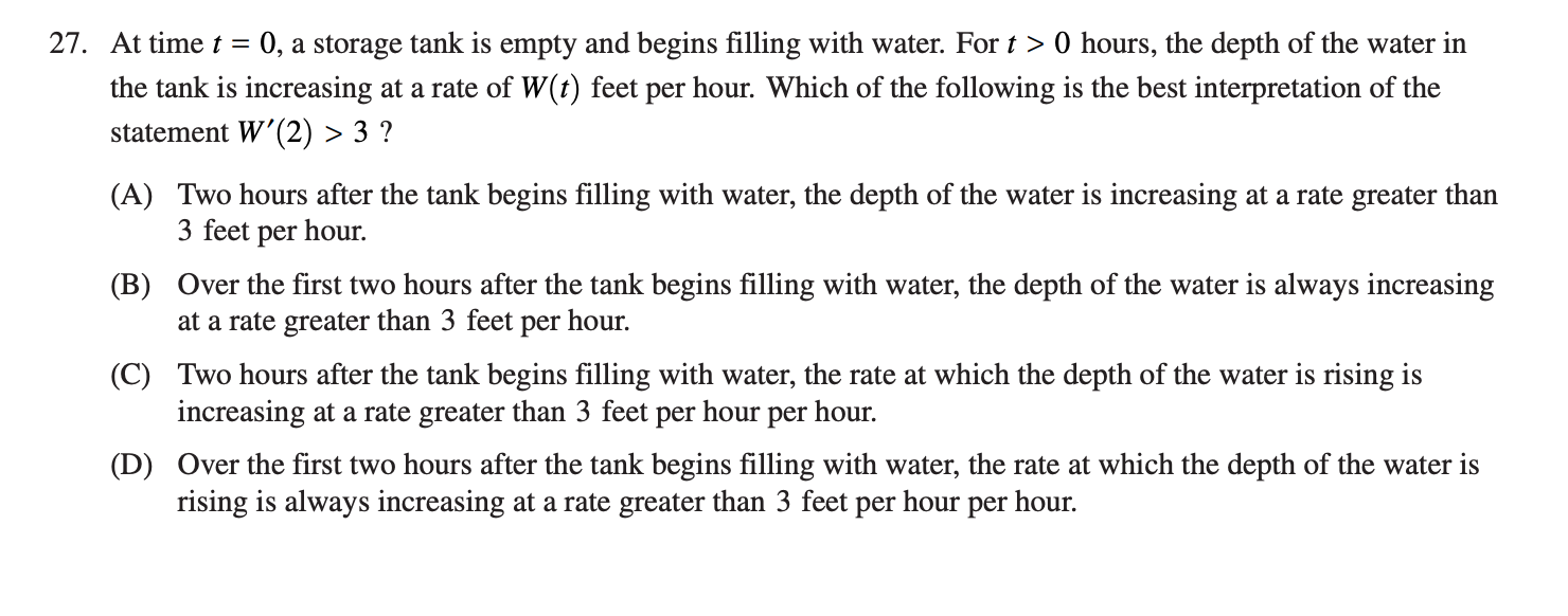 Solved 27. At time t = 0, a storage tank is empty and begins | Chegg.com