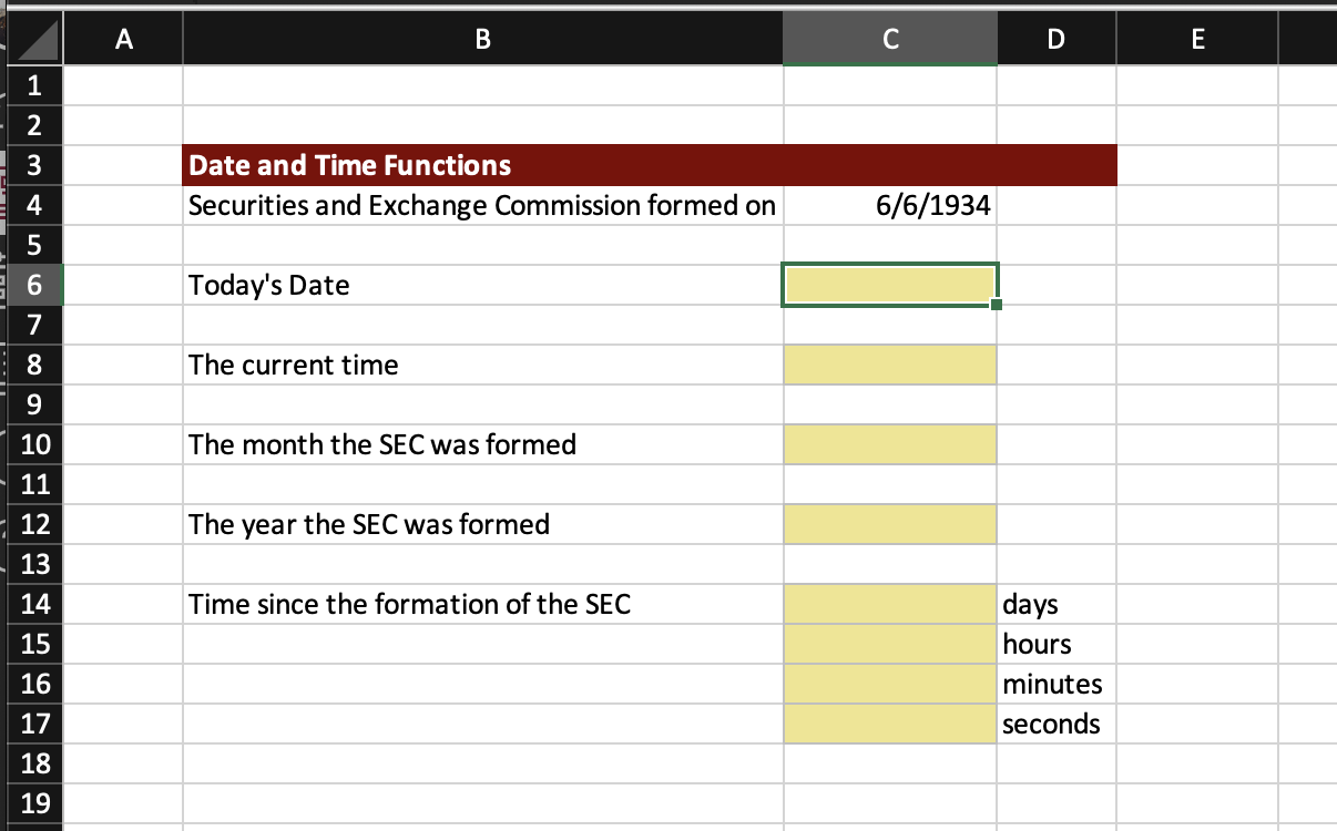 Use The Today Function To Insert The Current Date