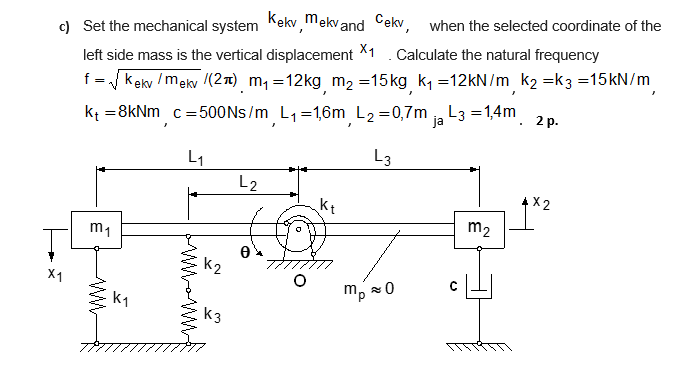Solved Mechanical system. Calculate equivalent spring | Chegg.com