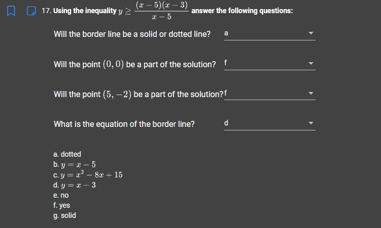 Solved A 17 Using The Inequality Y x 5 x 3 X 5 Chegg