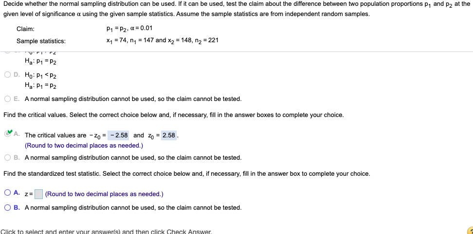 Solved Decide whether the normal sampling distribution can | Chegg.com