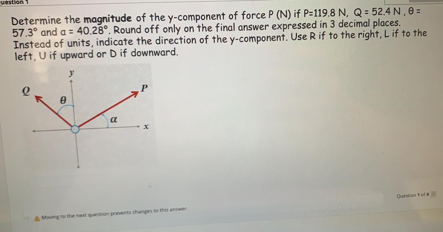 Uestion 1 Determine The Magnitude Of The Y Component Chegg Com