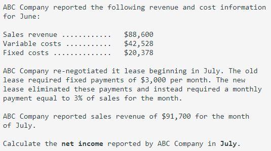 Solved ABC Company Reported The Following Revenue And Cost | Chegg.com