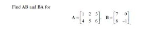 Solved Find AB And BA For A B 5 | Chegg.com