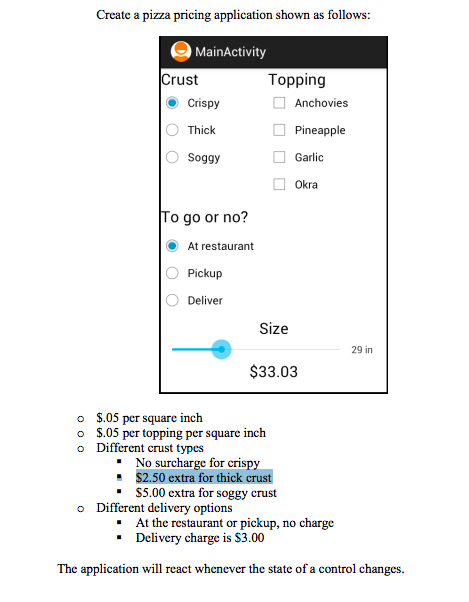 Solved Create a pizza pricing application shown as follows | Chegg.com
