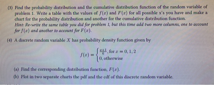 Solved (3) Find the probability distribution and the | Chegg.com