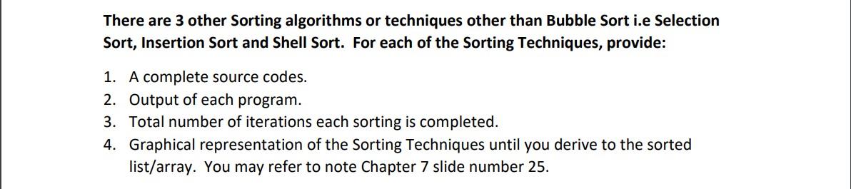 Solved There are 3 other Sorting algorithms or techniques | Chegg.com