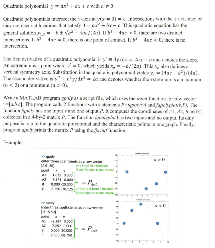 Quadratic Polynomial Y Ax2 Bx C With A 0 Chegg Com