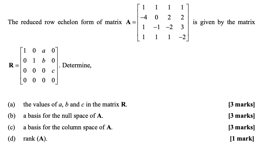 Solved 1 2 2 1 1 1 -4 0 2 The reduced row echelon form of | Chegg.com