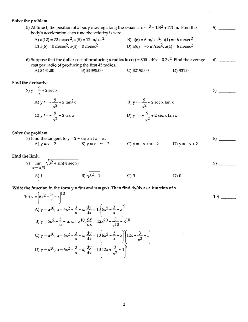 Solved Solve the problem. 5) At time t, the position of a | Chegg.com